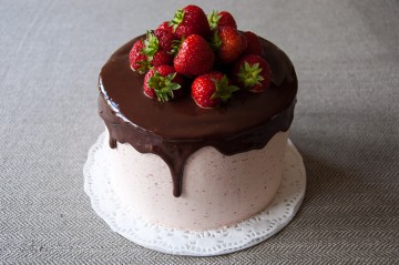 Photograph of Strawberry and Ganache Glaze Cake baked by Jane.