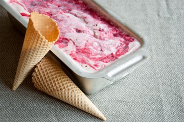 Photograph of Raspberry Turkish Delight Ice Cream baked by Jane.